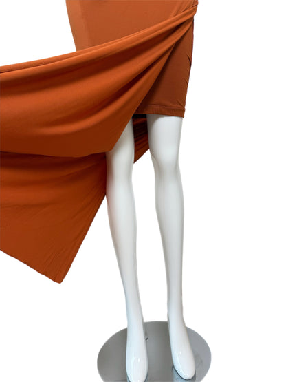 DONNA KARAN 2012 Vintage Runway Pumpkin Ruched Long Dress