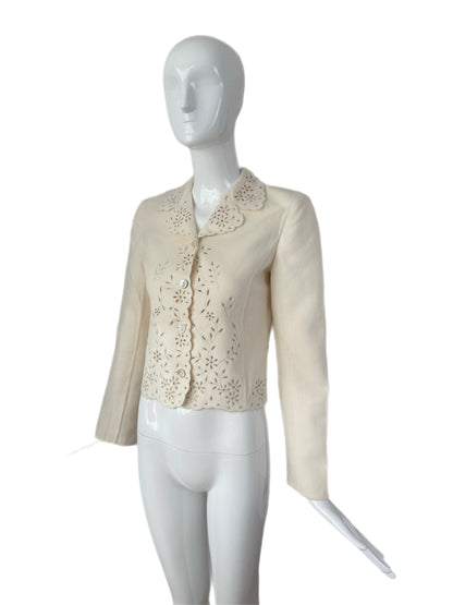 VALENTINO 1998 Vintage Ivory Eyelet Blazer Jacket