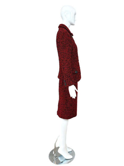 GIANNI VERSACE 1995 Vintage Runway Red & Black Skirt Suit