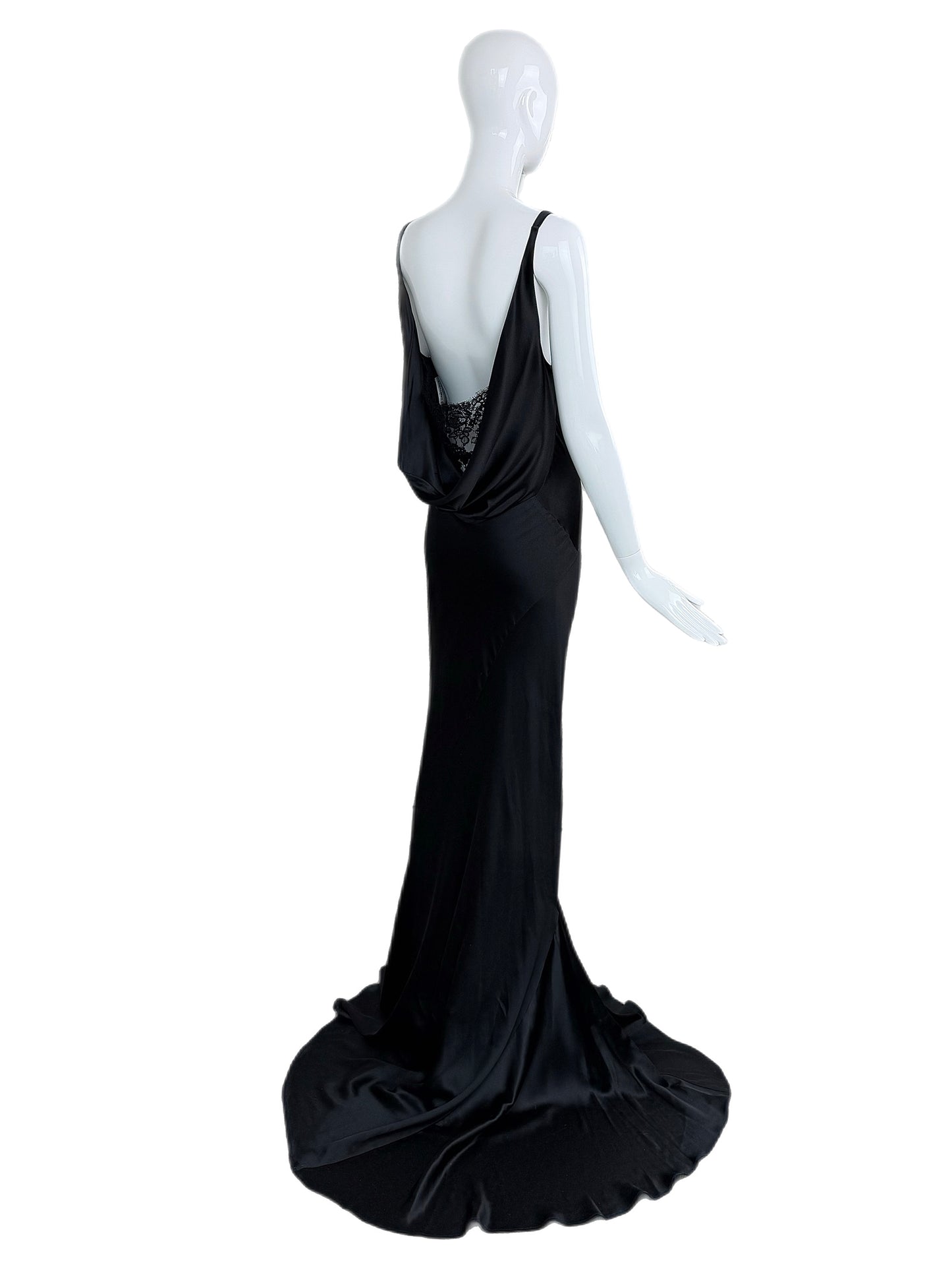LES HABITUDES 2016 Black Silk Cowl Evening Gown