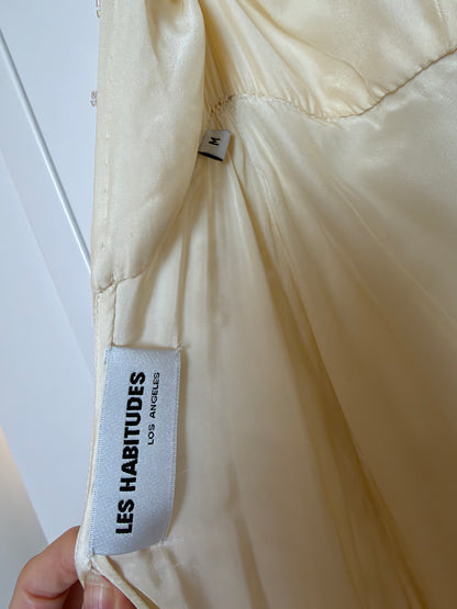 Les Habitudes 90's Vintage Couture Hand-Beaded Silk Vanilla Bridal Gown