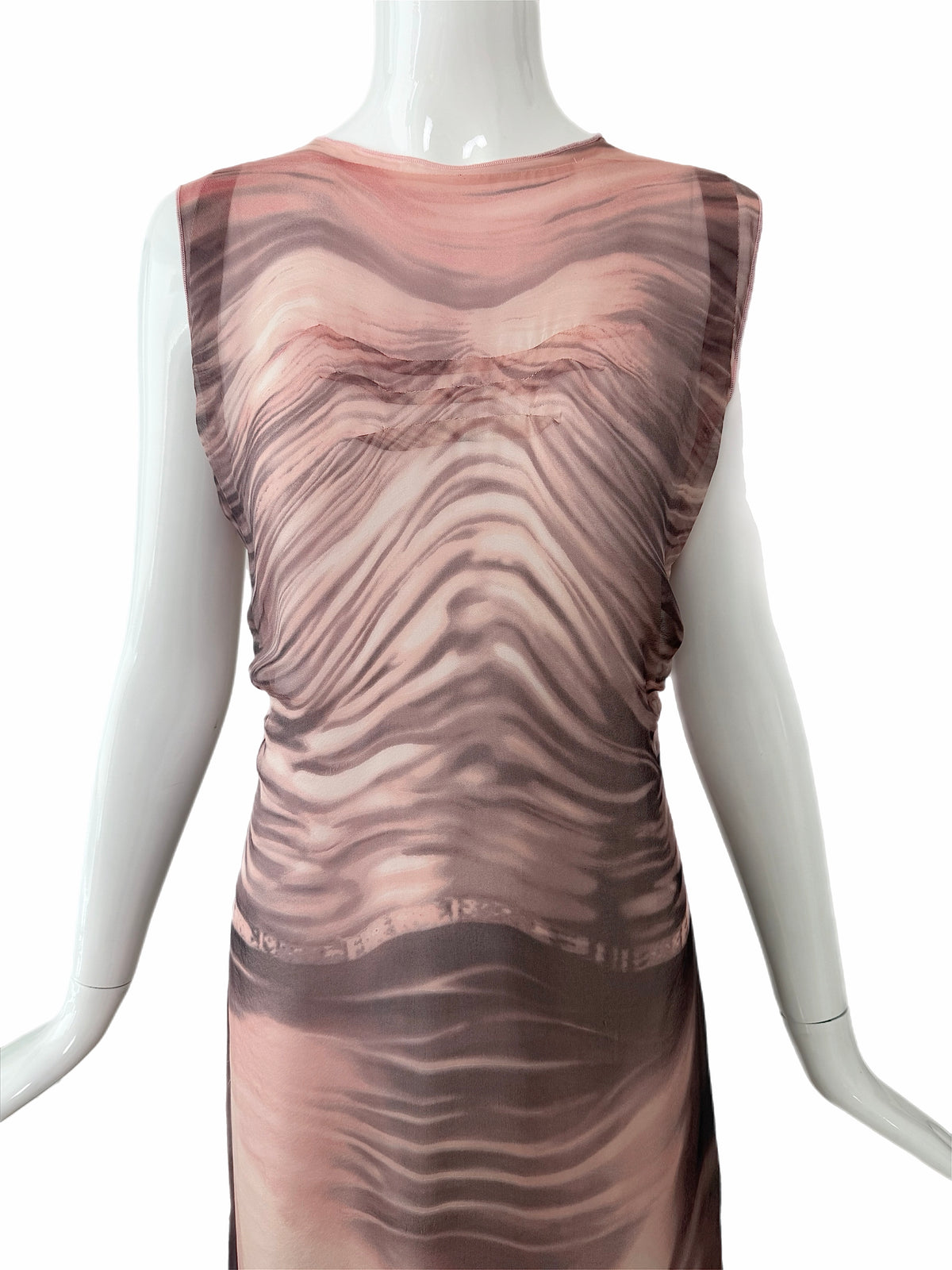 PRADA 2004 Vintage Runway Silk Trompe L'oeil Knee Length Dress