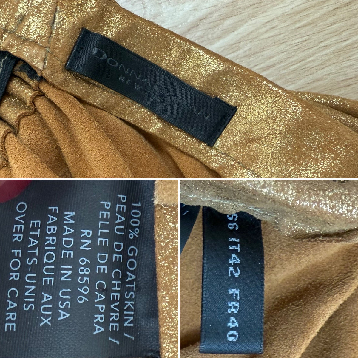 DONNA KARAN 2001 Vintage Runway Gold Leather Dress