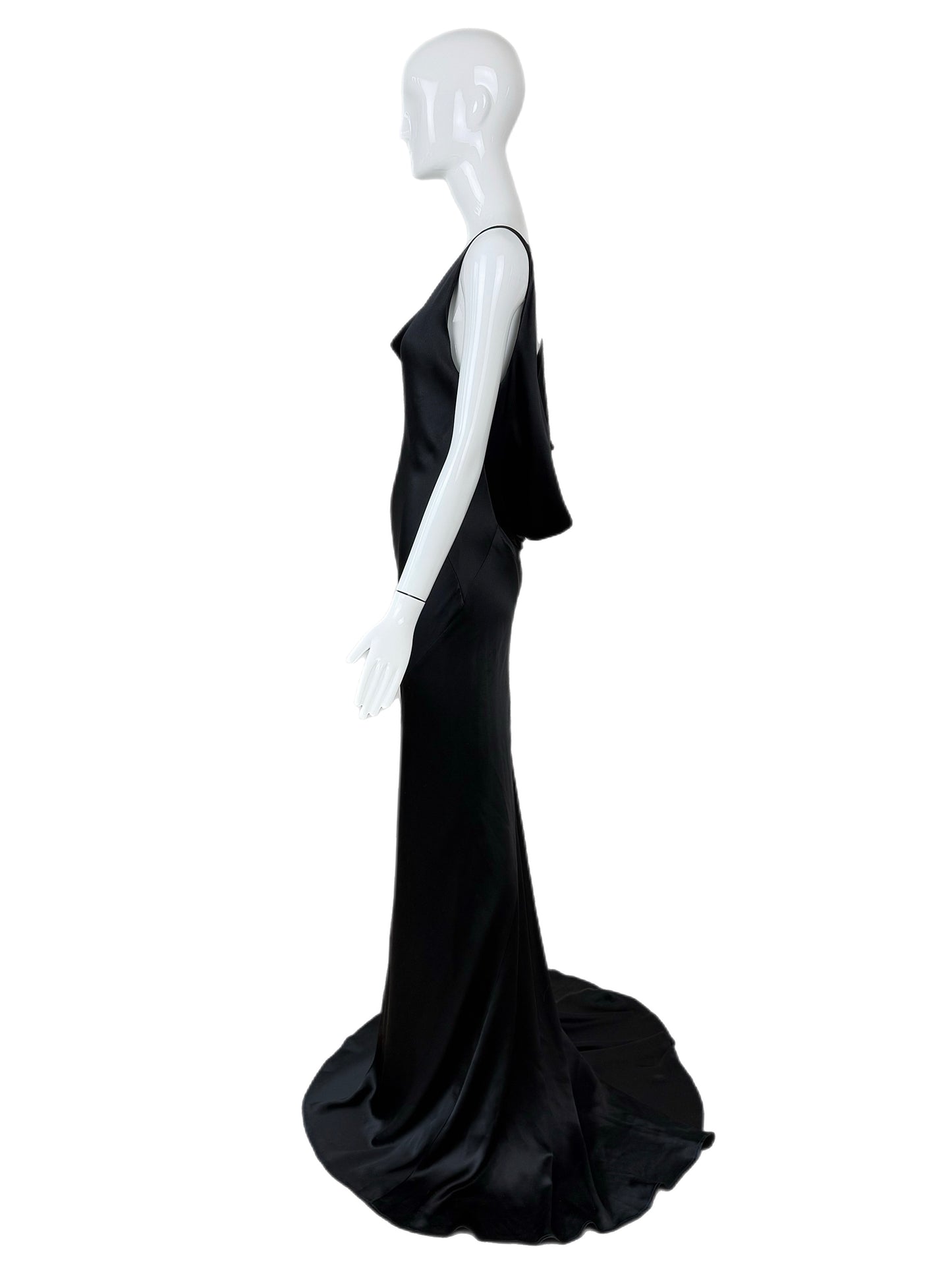 LES HABITUDES 2016 Black Silk Cowl Evening Gown