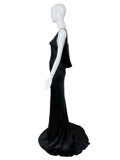 LES HABITUDES 2016 Black Silk Cowl Evening Gown