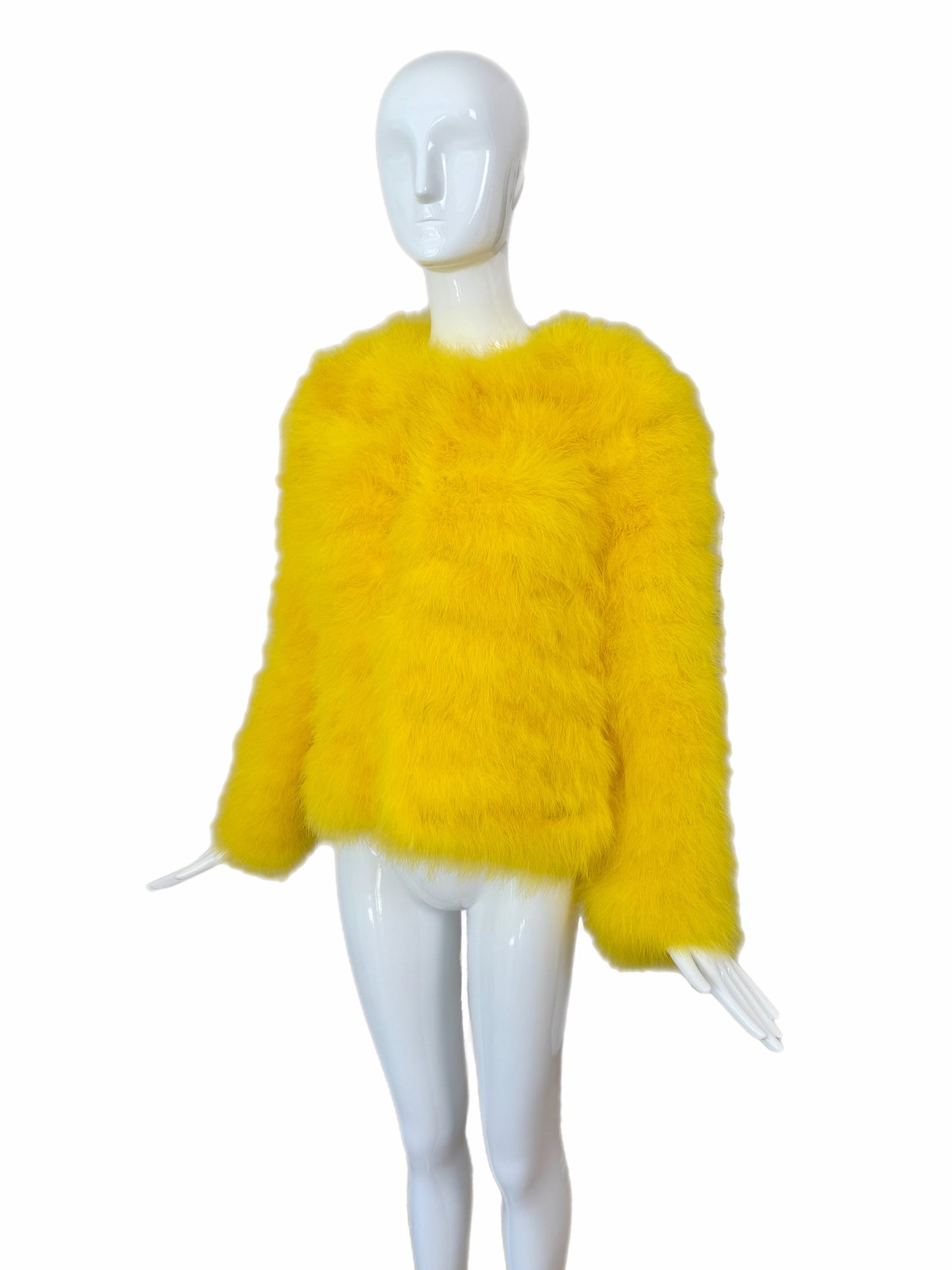 GUCCI by TOM FORD (USA ONLY) 2004 Vintage Runway Yellow Marabou Feather Jacket