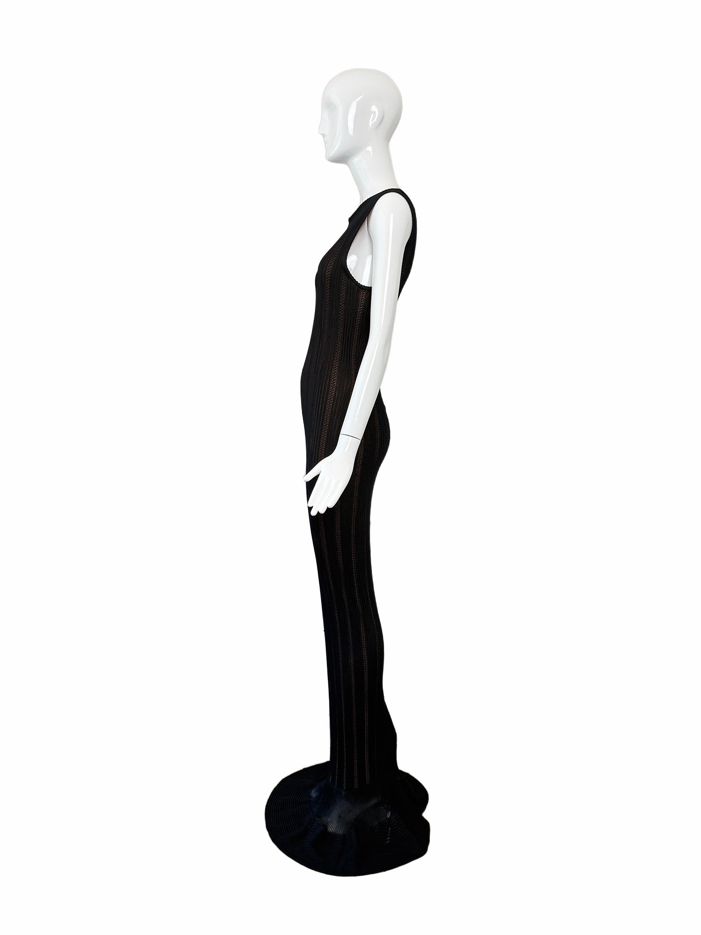 AZZEDINE ALAIA 1996 Vintage Iconic Extra Long Pointelle Knit Mermaid Gown