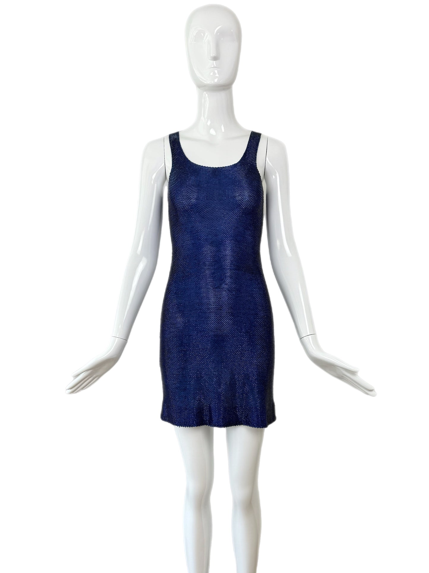 FRED HAYMAN 90's Vintage Electric Blue Beaded Mini Dress