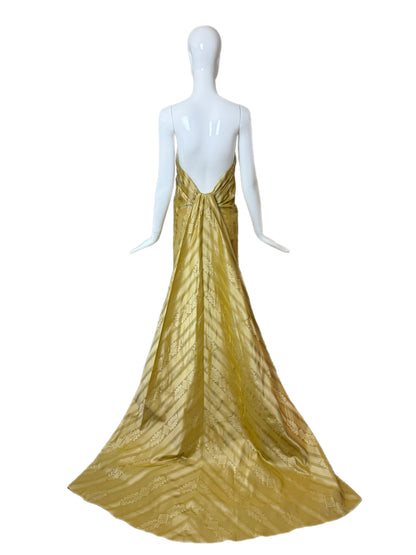 PAMELA DENNIS COUTURE 1998 Vintage Silk Evening Gown w. Train