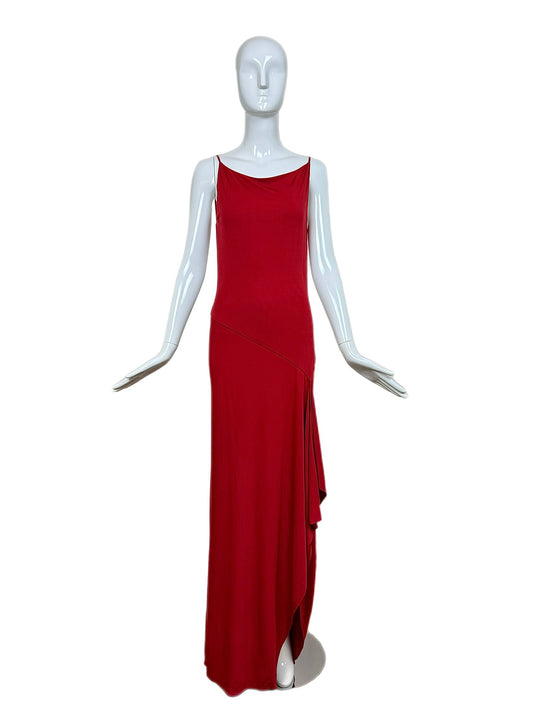 YIGAL AZROUEL Vintage Red Backless Evening Gown