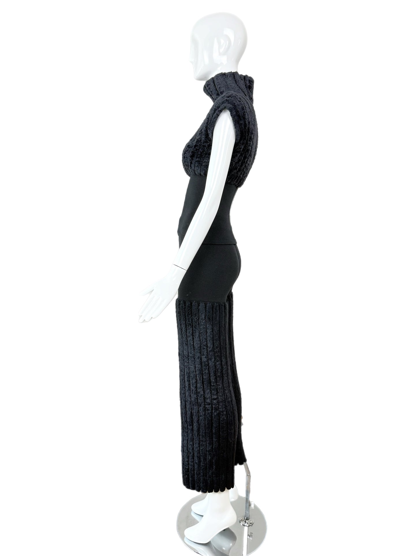AZZEDINE ALAIA 1994 Vintage Black Chenille Pant Set
