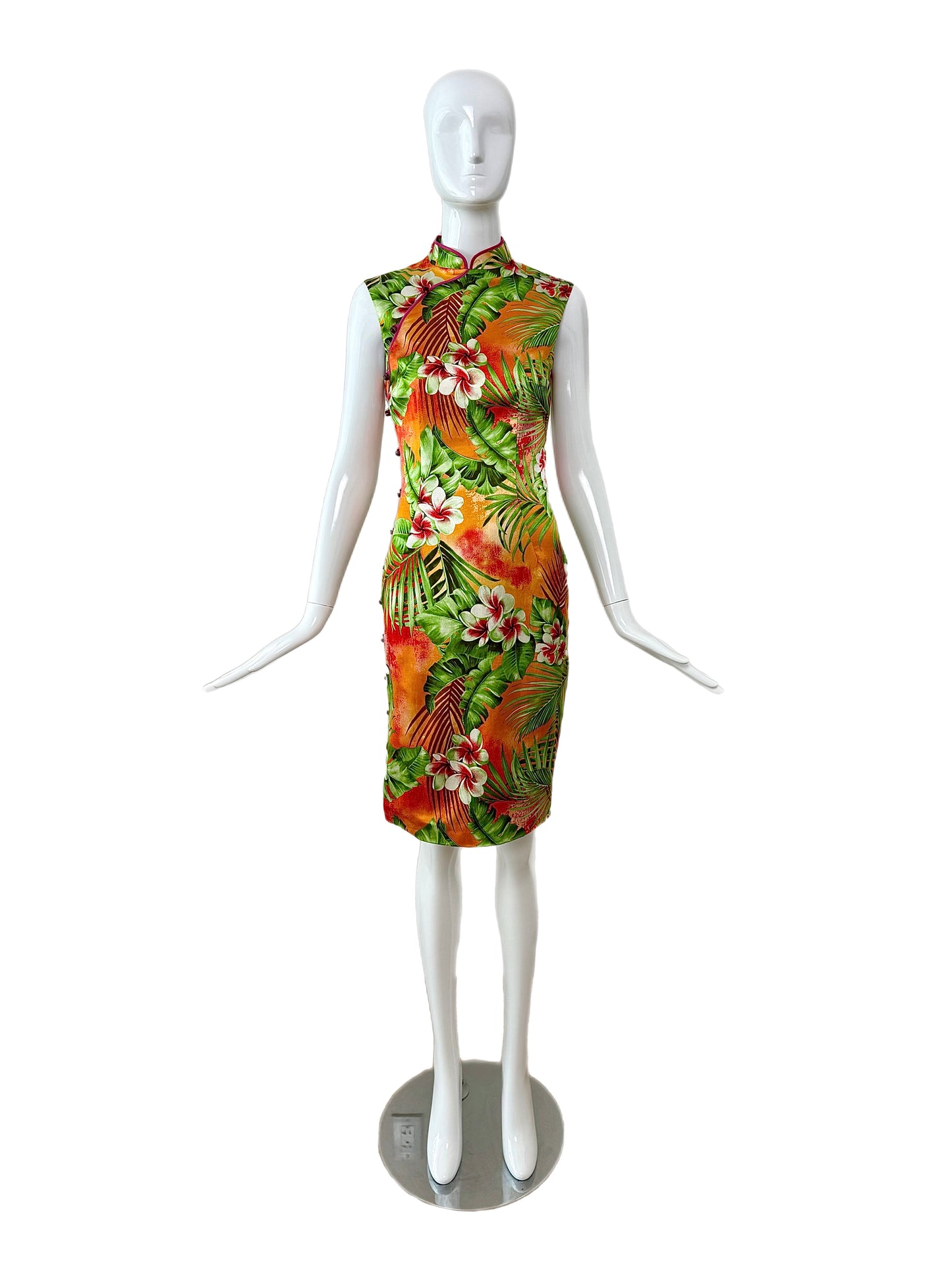 D&G DOLCE & GABBANA 2005 Vintage Runway Cheongsam Tropical Floral Dress
