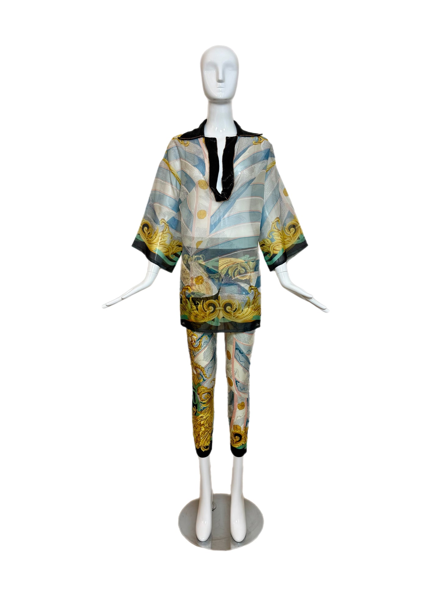 DIOR by GIANFRANCO FERRE 1993 Vintage Silk Beaded Sequin 2 Piece Ensemble
