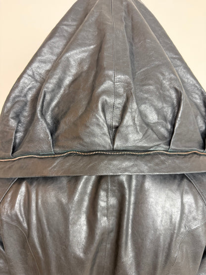 OLIVIER THEYSKENS 2001 Vintage Runway Short Black Leather Jacket