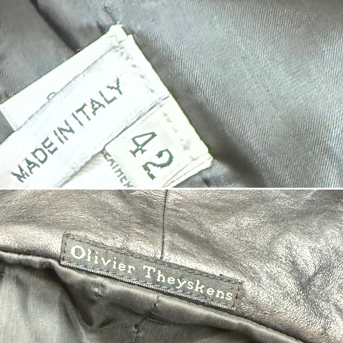 OLIVIER THEYSKENS 2001 Vintage Runway Short Black Leather Jacket