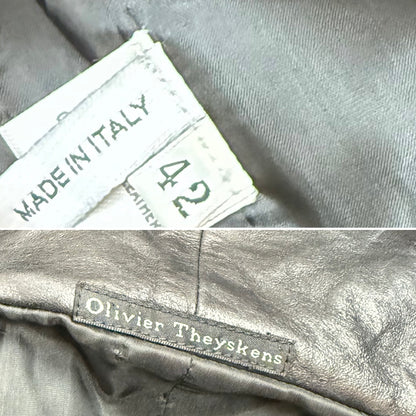 OLIVIER THEYSKENS 2001 Vintage Runway Short Black Leather Jacket