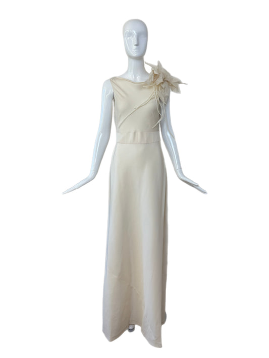 ALBERTA FERRETTI 1997 Vintage Ivory Silk Wedding Gown w. Flower