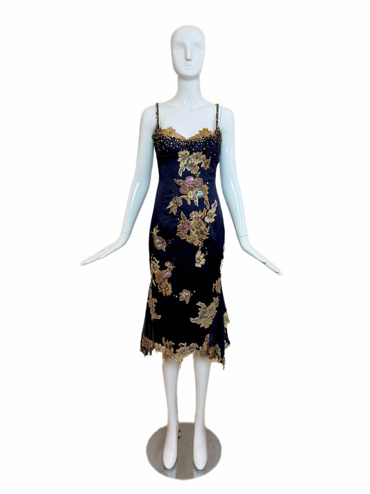 Julian Joyce by Mandalay Vintage Y2K Deep Eggplant Lace Embellished Cocktail Dress
