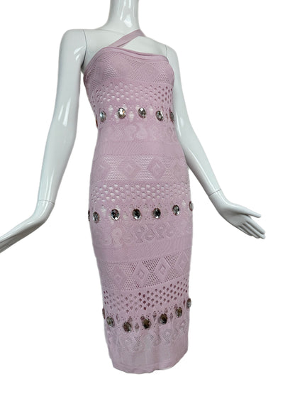 HERVE LEGER 90's Vintage Pink + Crystal Midi Dress