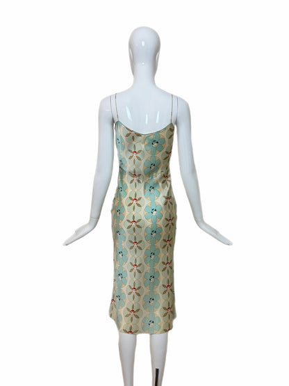 JOHN GALLIANO 2001 Vintage Silk Geisha Print Knee Length Dress