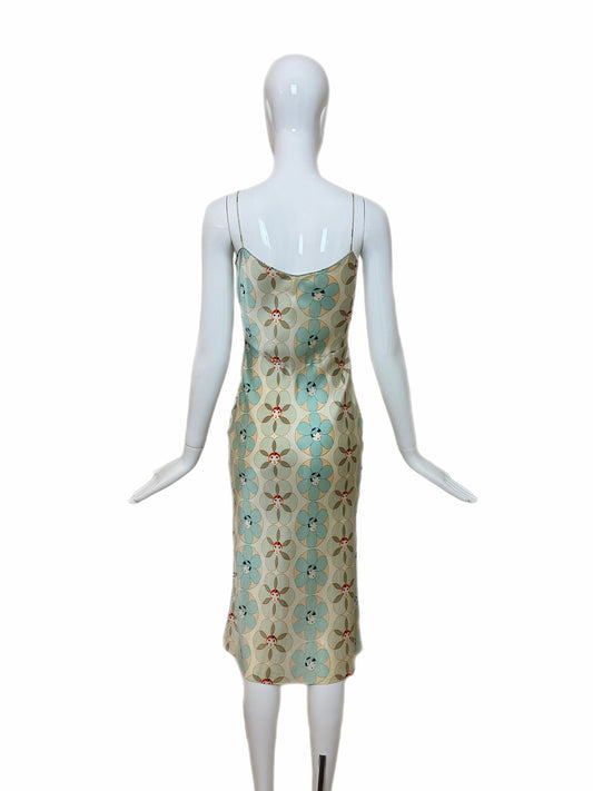 JOHN GALLIANO 2001 Vintage Silk Geisha Print Knee Length Dress