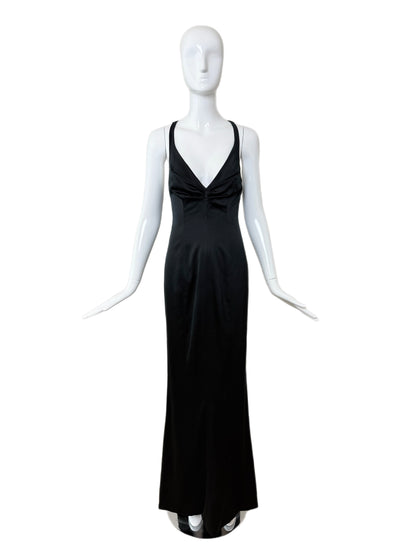 RICHARD TYLER COUTURE 1995 Vintage Runway Black Silk Beaded Evening Gown