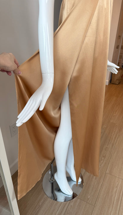 GIANNI VERSACE 90's Vintage Silk Champagne Gold Evening Gown