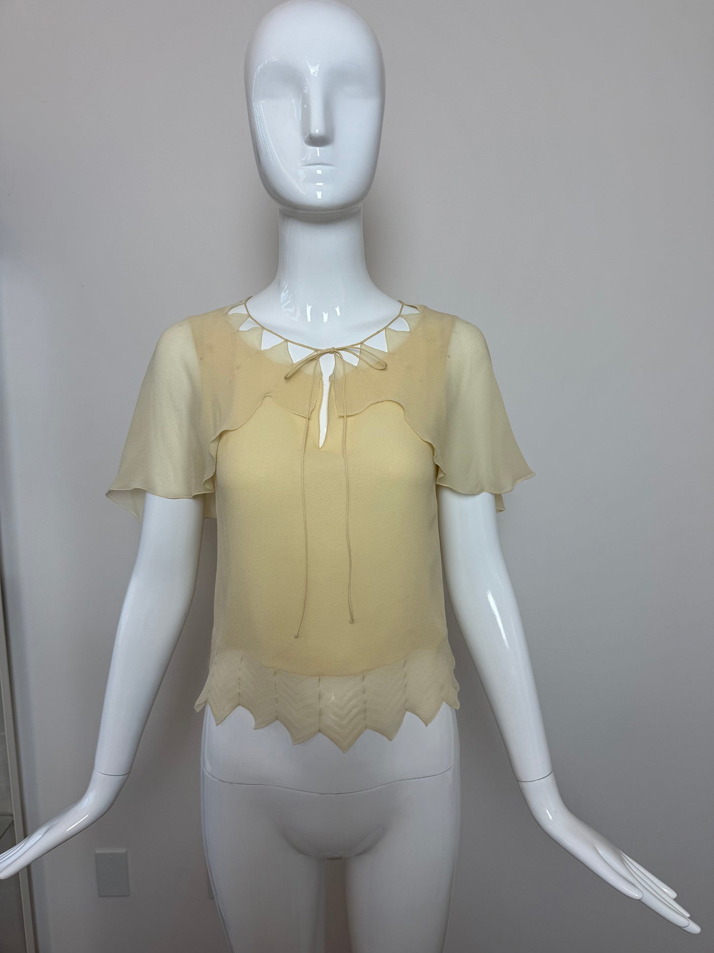 CHANEL 2003 Vintage Runway Silk Vanilla Blouse