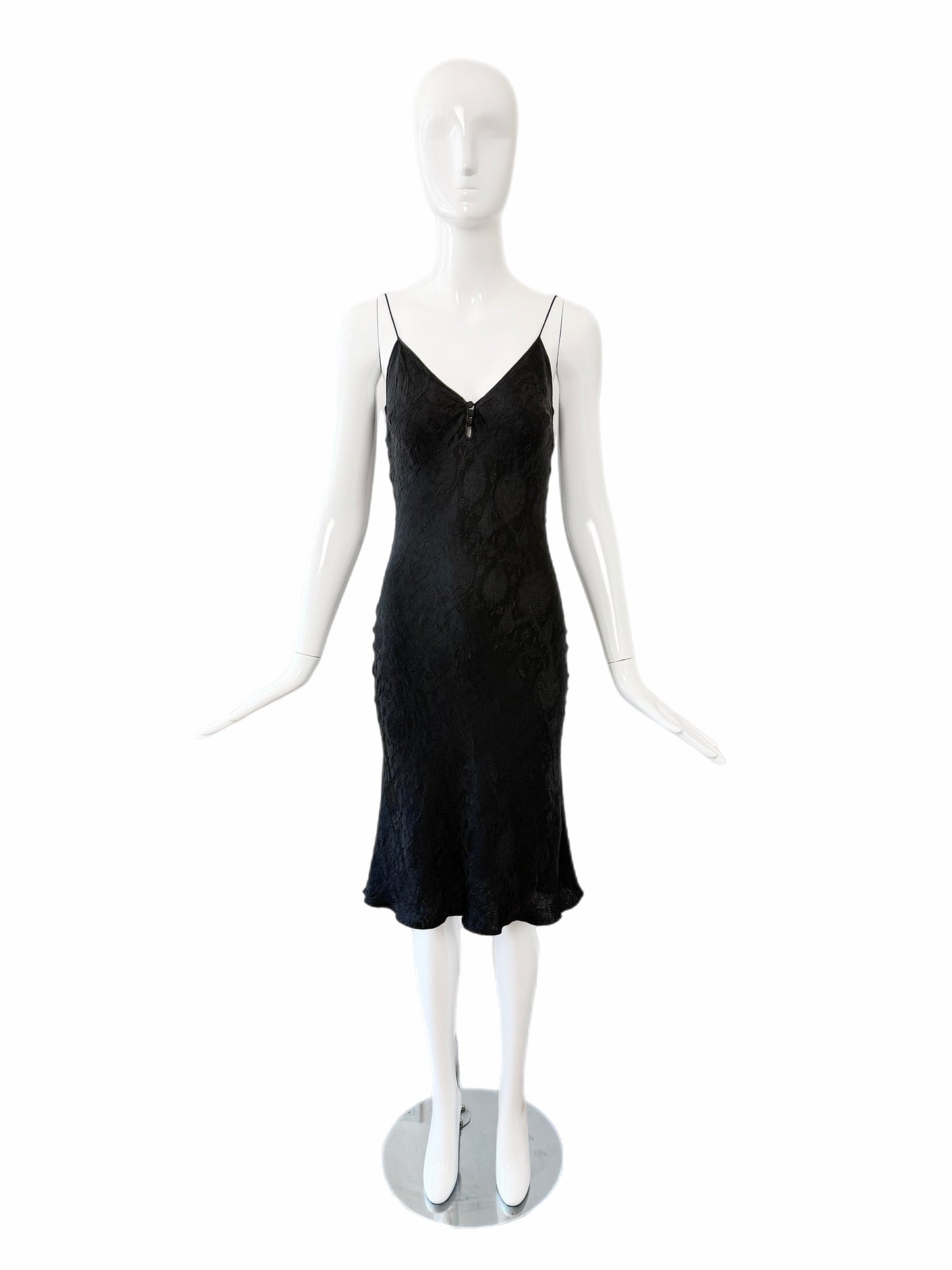 JOHN GALLIANO 1999 Vintage Silk Floral Brocade Little Black Dress