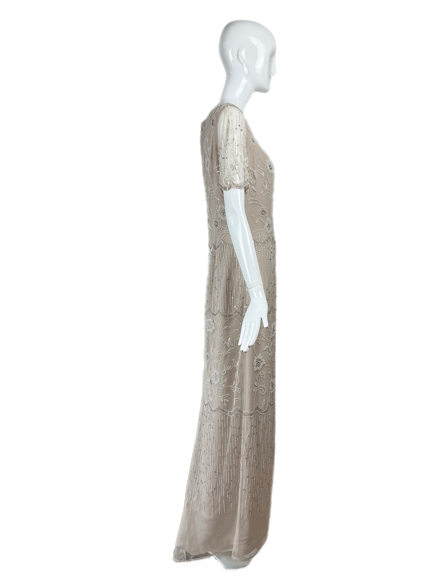 BOB MACKIE Vintage Taupe Beaded Bridal Gown