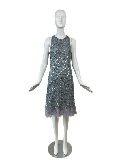 VALENTINO 00's Vintage Dusty Powder Blue Embellished Dress