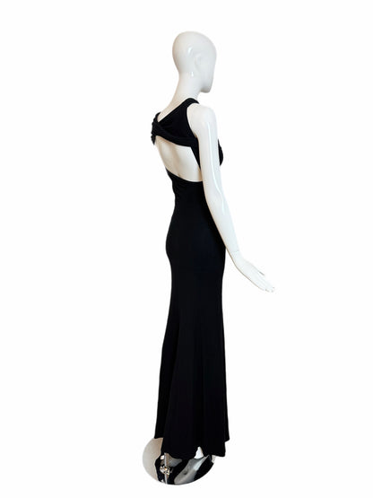 DONNA KARAN 2004 Vintage Runway Black Evening Gown w. Huge Slit