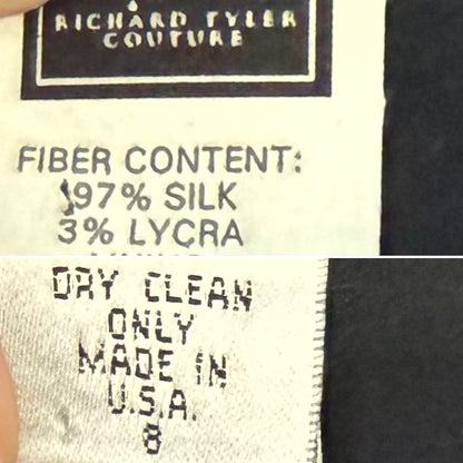 RICHARD TYLER COUTURE 1995 Vintage Runway Black Silk Beaded Evening Gown