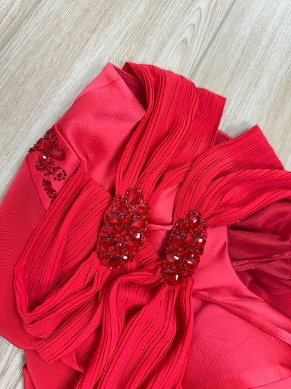 DIOR by Gianfranco Ferre 80s/90s Vintage Numbered Hot Red Silk Evening Gown