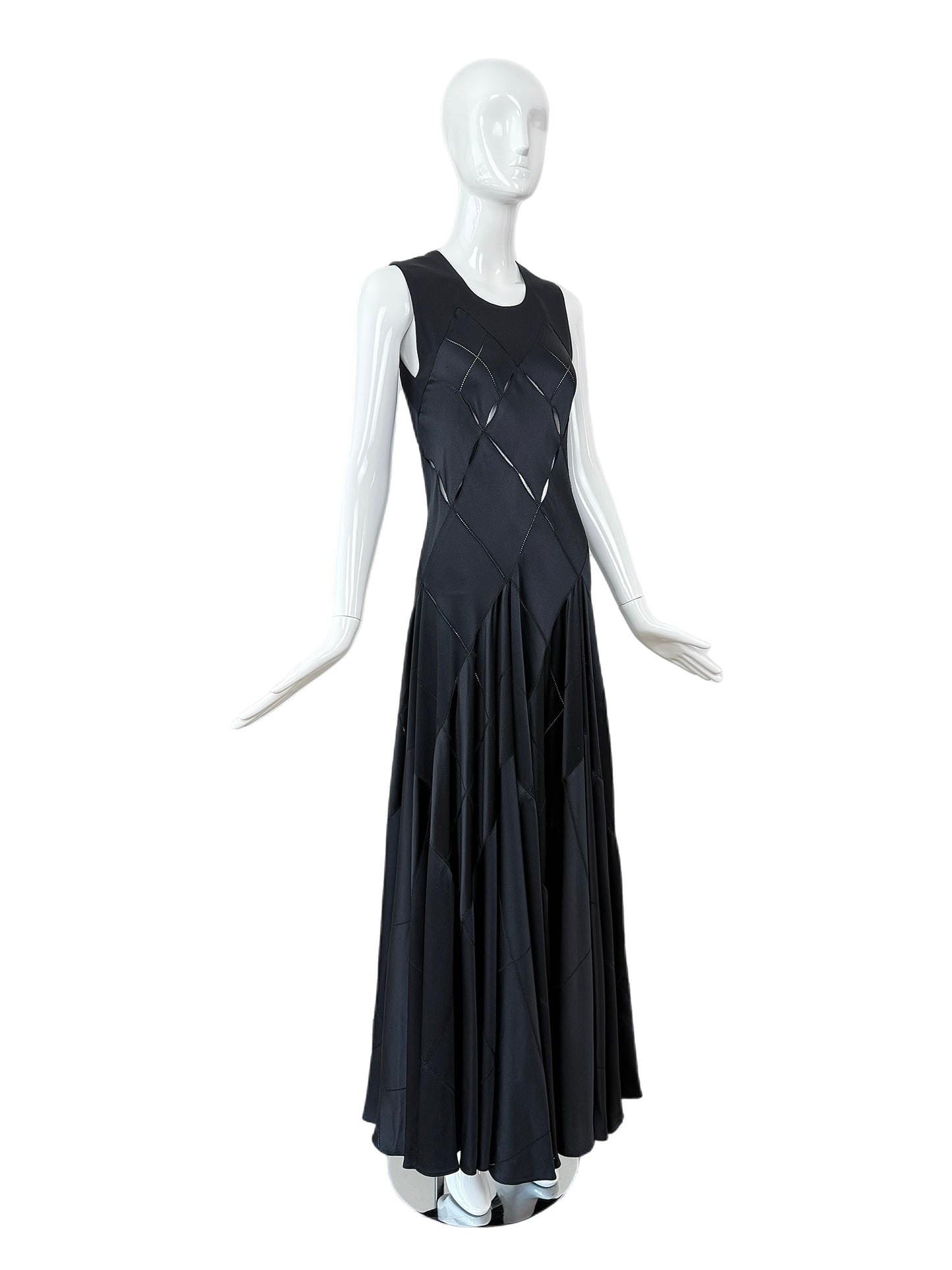 CALVIN KLEIN COLLECTION 2002 Vintage Runway Silk Cut Out Evening Gown