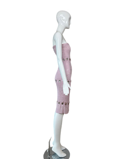 HERVE LEGER 90's Vintage Pink + Crystal Midi Dress