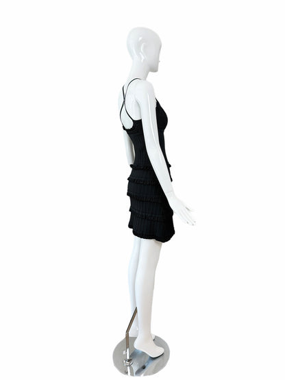 HERVE LEGER 90's Vintage Black Ruffle Mini Dress