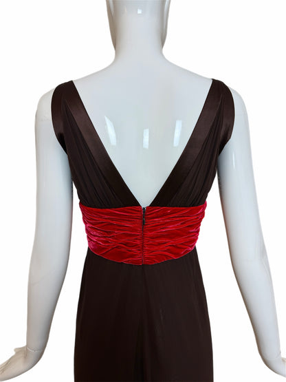 OSCAR DE LA RENTA 2006 Vintage Brown Silk Evening Gown