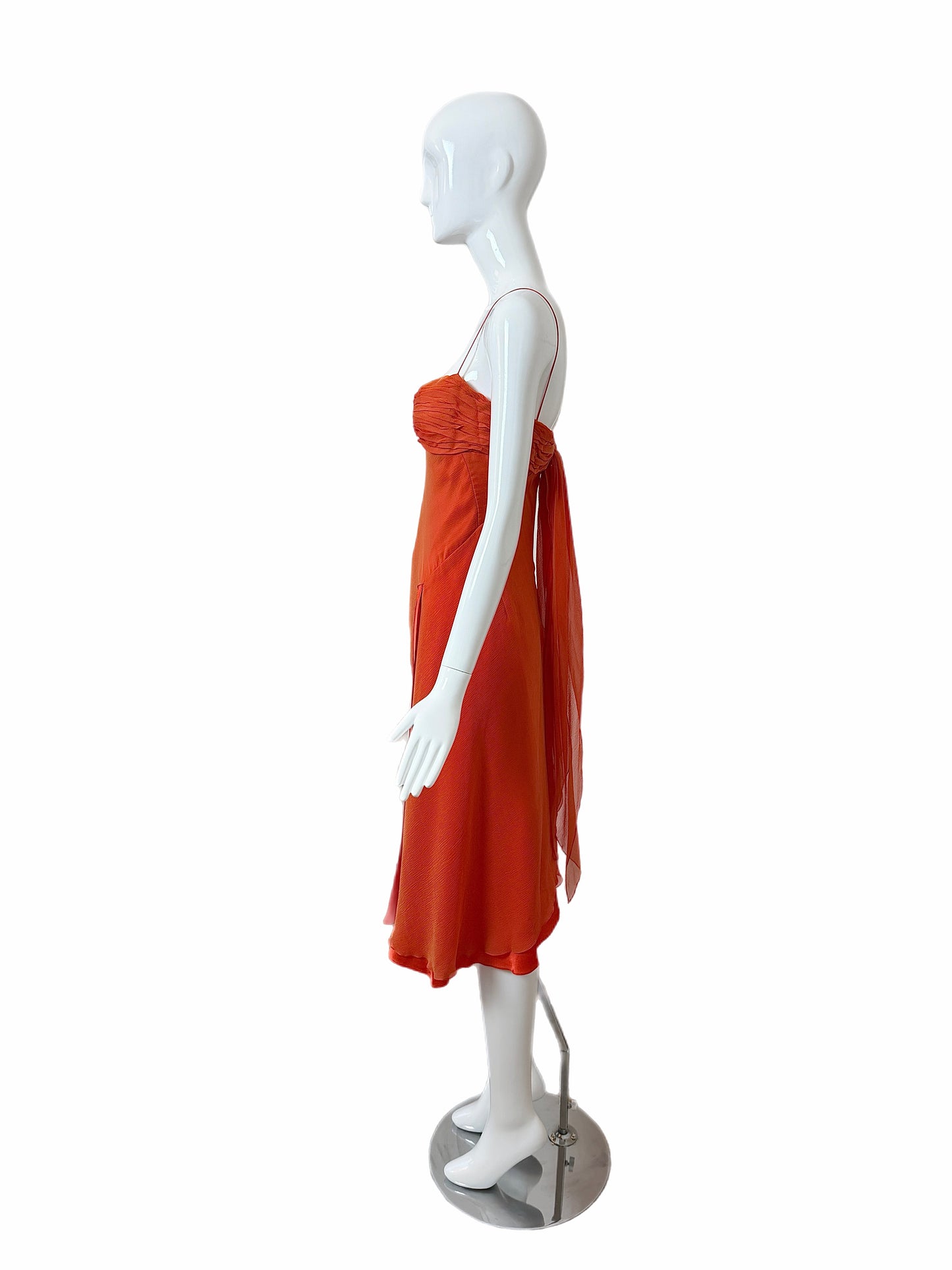 DANES 90's Vintage Orange Silk Knee Length Cocktail Dress