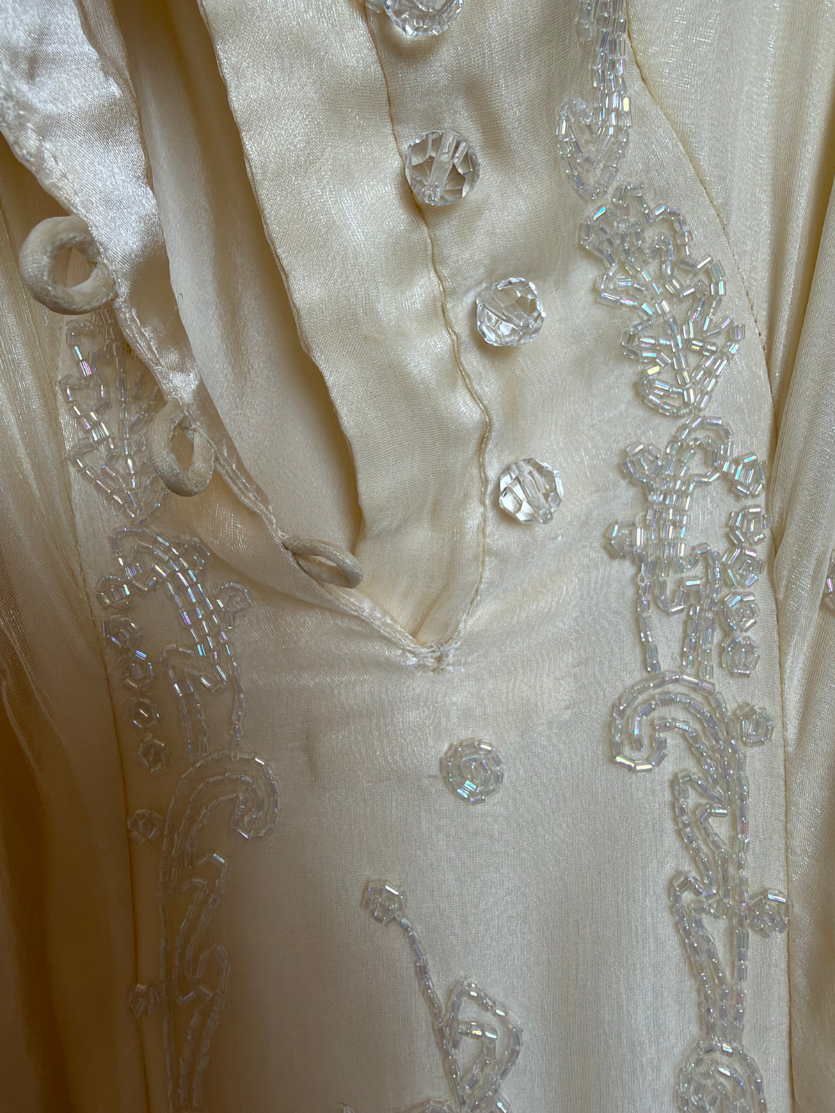 Les Habitudes 90's Vintage Couture Hand-Beaded Silk Vanilla Bridal Gown