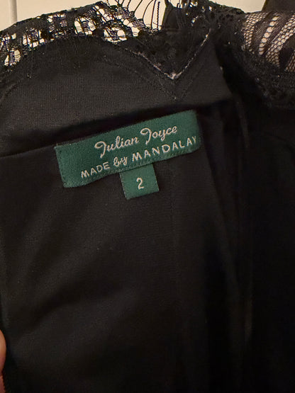Julian Joyce by Mandalay Vintage Y2K Black Lace Embellished Cocktail Dress