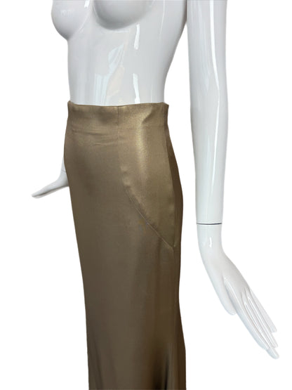 ESCADA Silk Bronzy Gold Paneled Maxi Evening Skirt
