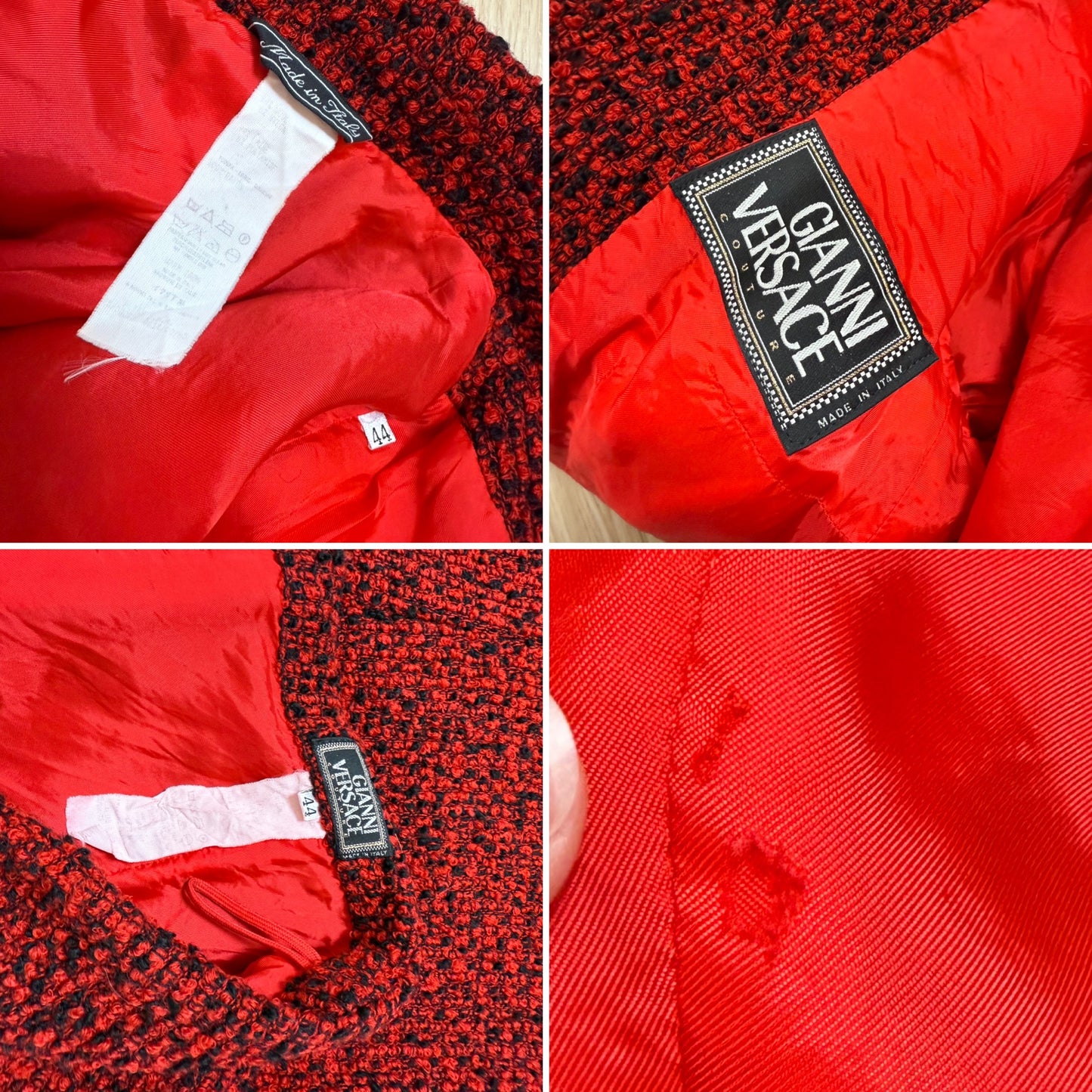 GIANNI VERSACE 1995 Vintage Runway Red & Black Skirt Suit