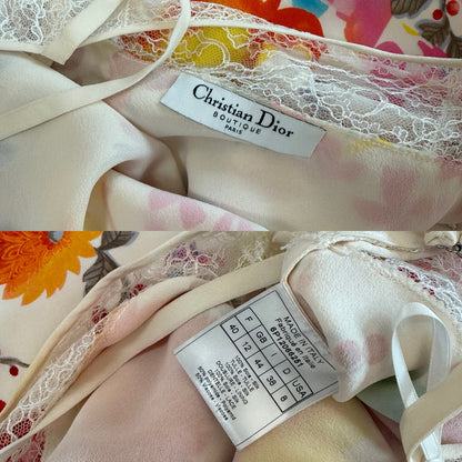 DIOR by JOHN GALLIANO 2006 Vintage Silk Lace Floral Midi Dress