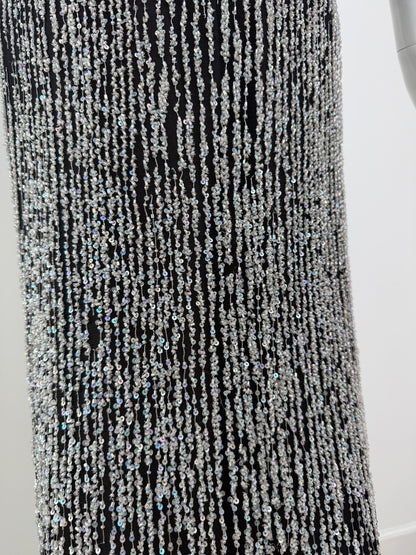 VERA WANG 1999 Vintage Iridescent Beaded & Sequin Column Evening Gown