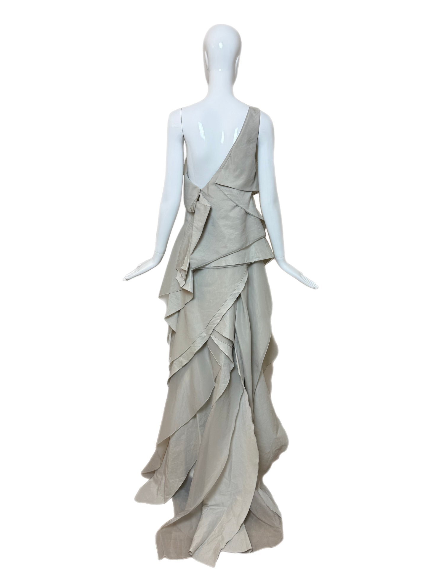 DONNA KARAN 2012 Vintage Runway Grey Gauzy Silk Blend Gown