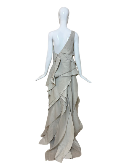 DONNA KARAN 2012 Vintage Runway Grey Gauzy Silk Blend Gown