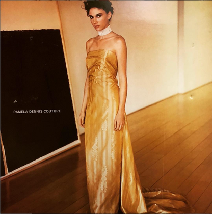 PAMELA DENNIS COUTURE 1998 Vintage Silk Evening Gown w. Train