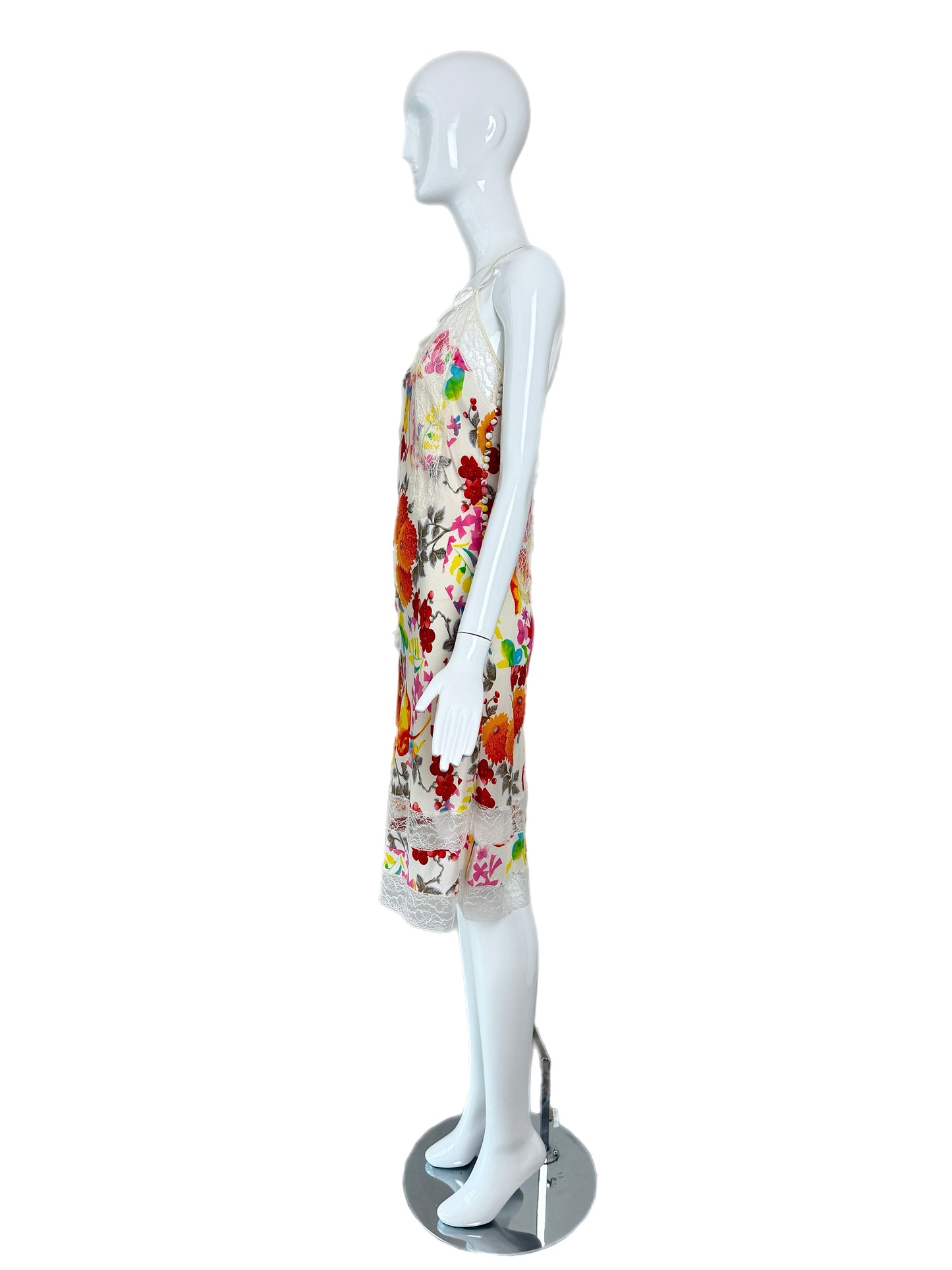 DIOR by JOHN GALLIANO 2006 Vintage Silk Lace Floral Midi Dress