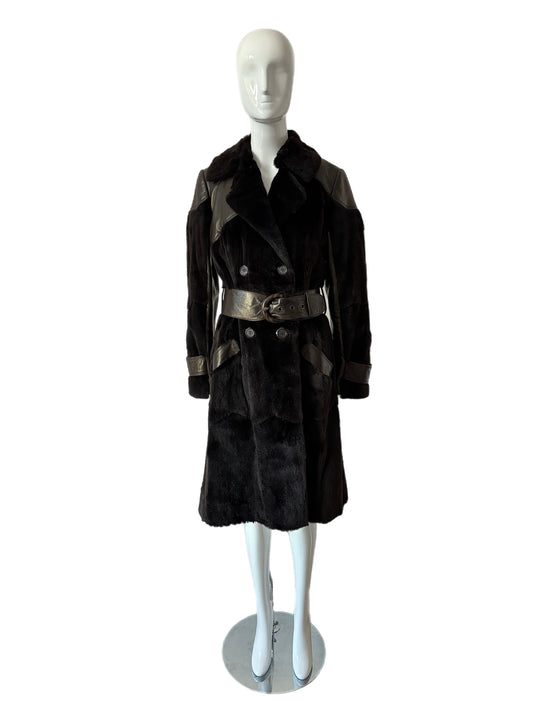 JITROIS Black/Brown Fur Coat